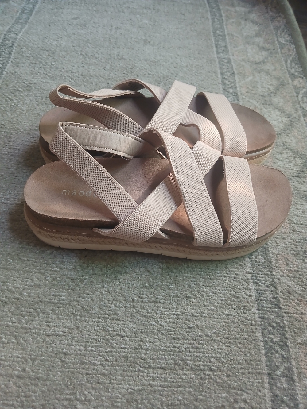 Madden Girl Beige Elastic Crisscross Sandals